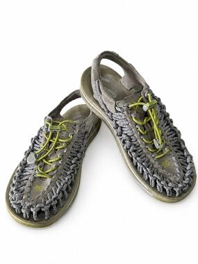 KEEN Uneek Sandals Women’s 7 Gray Lime Hiking Comfort Outdoor Shoes